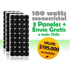 PANEL SOLAR 100w   (Pack 3 un. + Despacho Gratis a Todo Chile) - PROMOCION